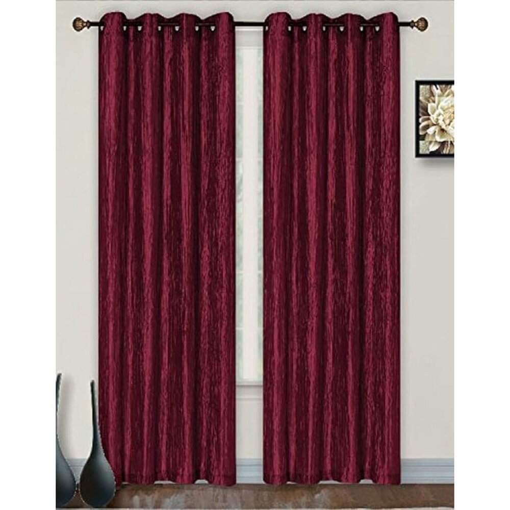 2 PANELS (1 PAIR), NEW Verona Crushed Taffeta Grommet Curtain, Jewel Red 84-Inch
